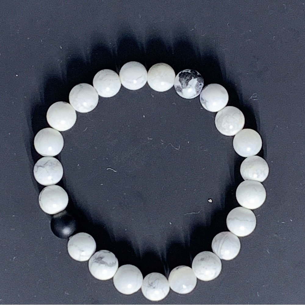 Howlite Stone Lava Rock Healing Bead Bracelet - Picture 3 of 12